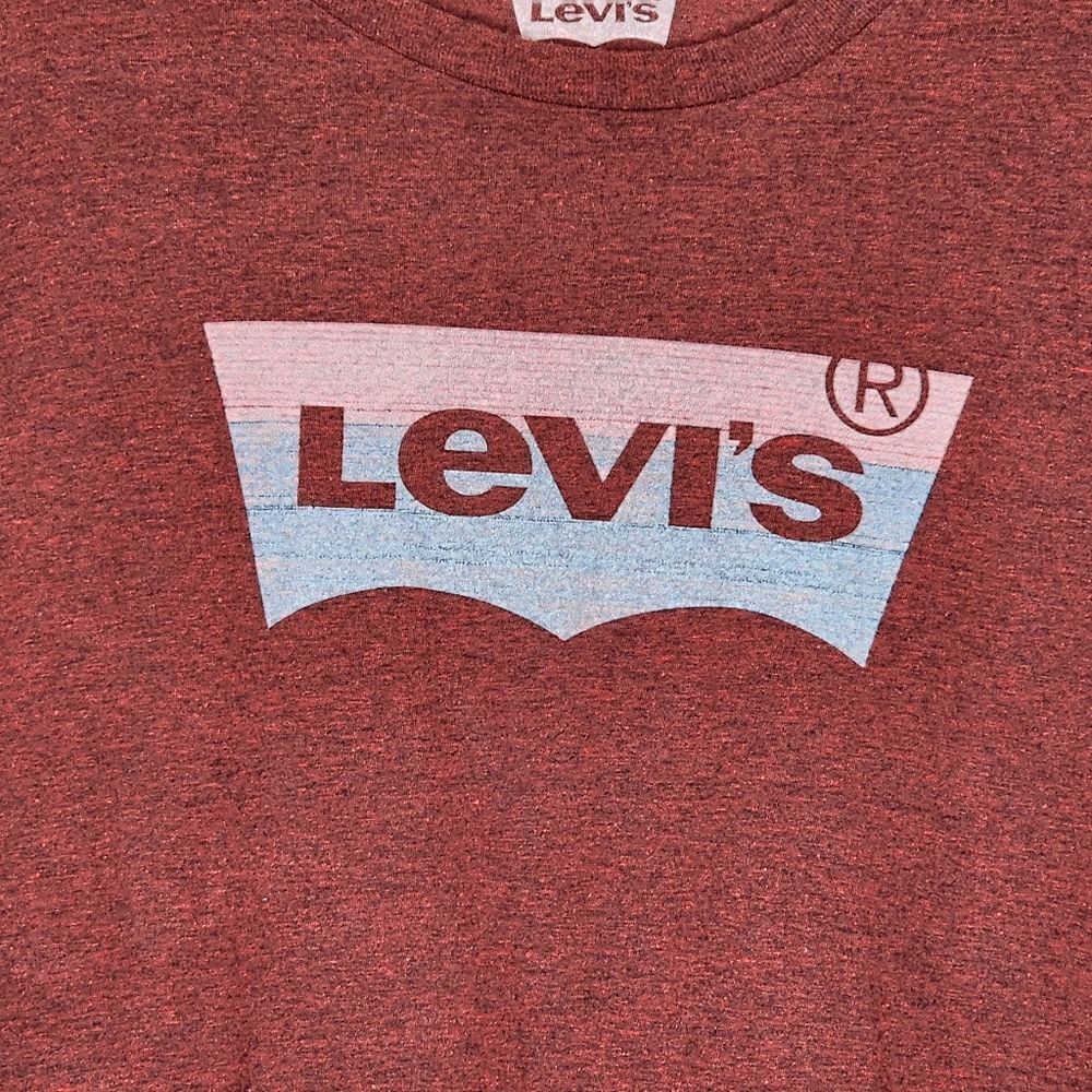 2XL Mens Levis Red Short Sleeve Tee Marbled Crew Neck Logo Pink Blue - Picture 2 of 7